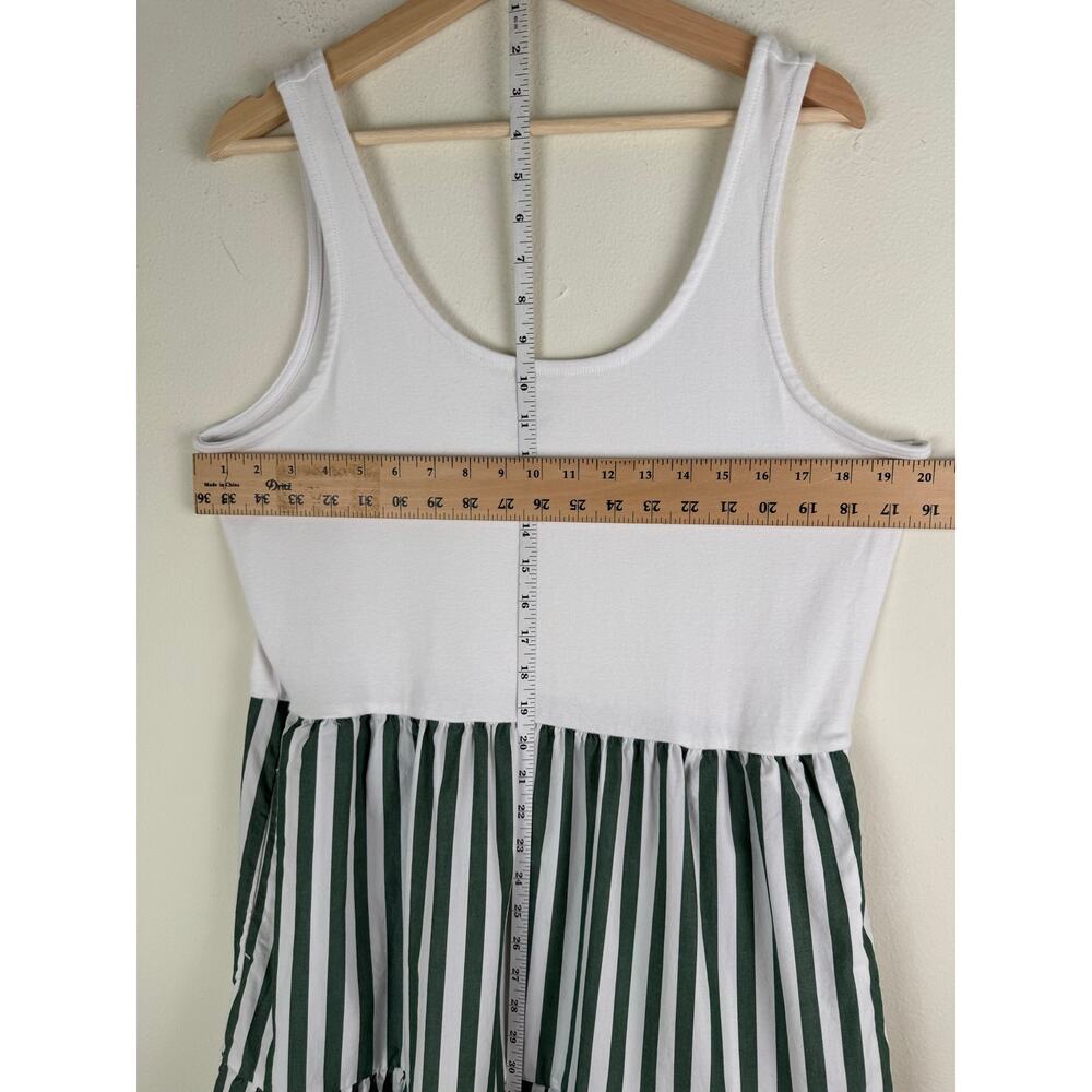 J.Crew Factory Striped Tiered Midi Dress Green White XL - Picture 15 of 16